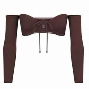 NWT Skims Long Sleeve Bikini Top Only Cocoa 3X Swim Brown